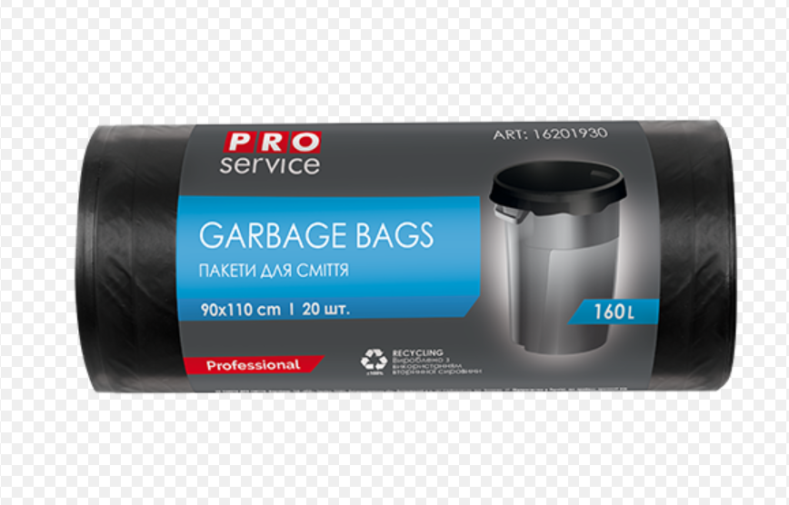 Пакет для смiття п/е 90*110 чорн.ЛД 160л/20шт. PRO SERVICE